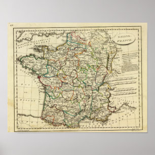 Póster France with boundaries outlined