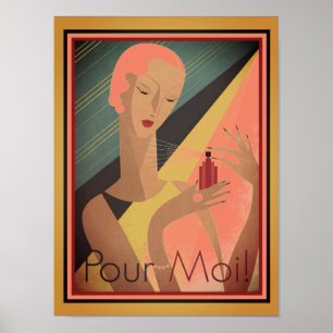 Póster Francés, Art Deco, Pour Moi Perfume