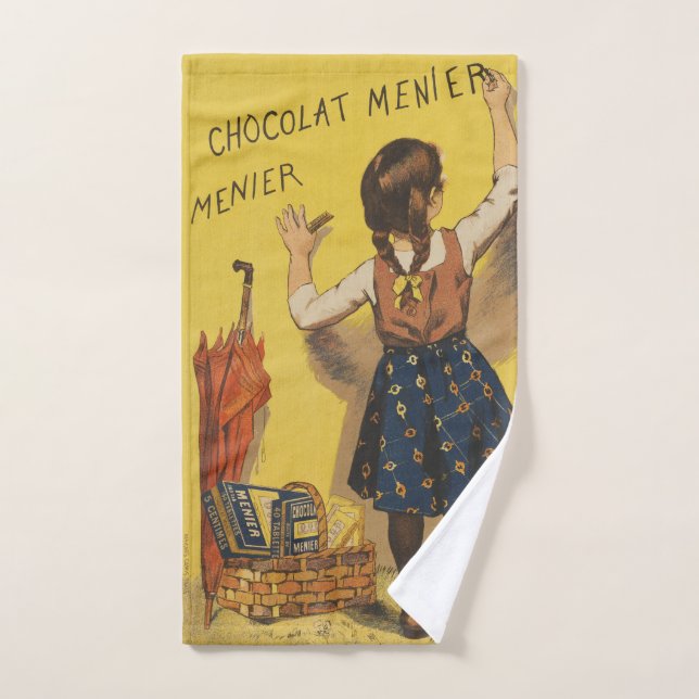 Póster francés vintage de Chocolat Menier arte de  (Toalla de mano)