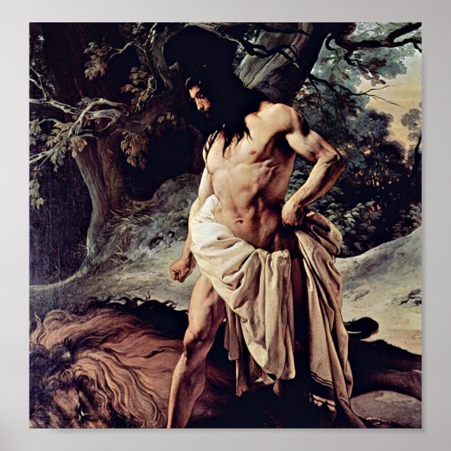 Póster Francesco Hayez - Samson y el León (Frente)