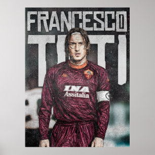 Póster Francesco Totti AS Roma Años 2000 Estilo Boceto Re