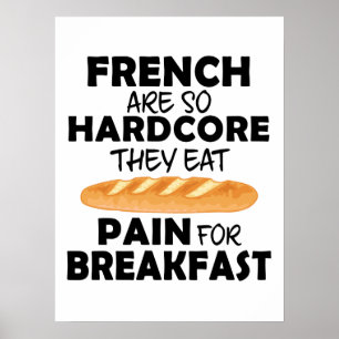 Póster Franceses Comen Dolor Por Desayuno Pan Gracioso
