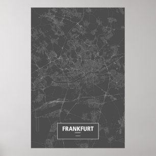 Póster Francfort, Alemania (blanca en negro)