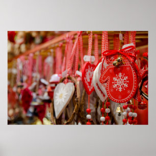 Póster Francia, Alsacia, Colmar. Mercado de navidades