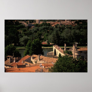 Póster Francia, Aviñón, Provenza. Pont St, Benezet.