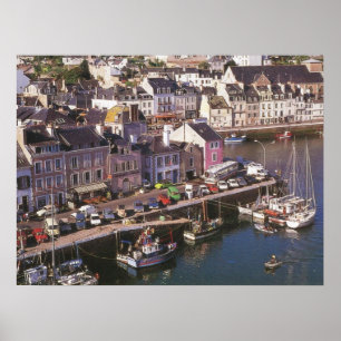 Póster Francia, Bretaña, en Mer, amarres de Ile de la