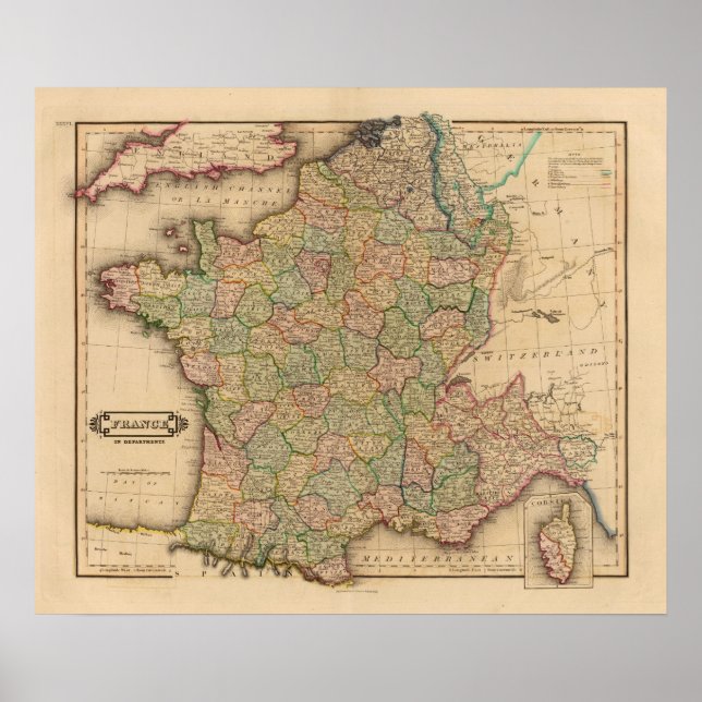 Póster Francia, departamentos (Frente)