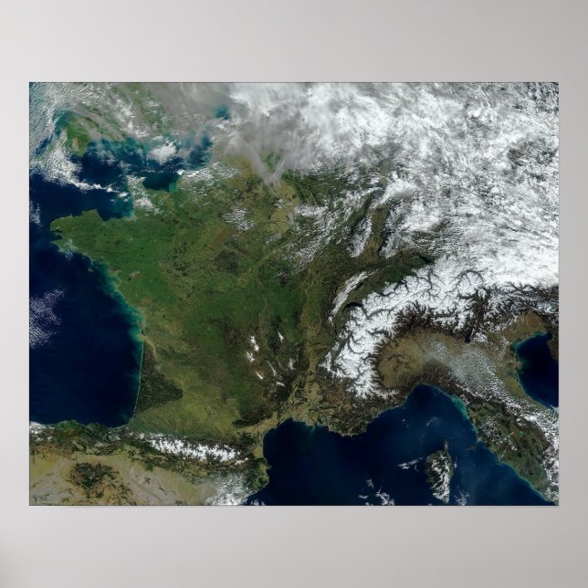 Póster Francia desde el espacio (Frente)