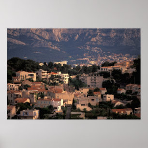 Póster Francia, Marsella, Provenza. Suburbios del sur