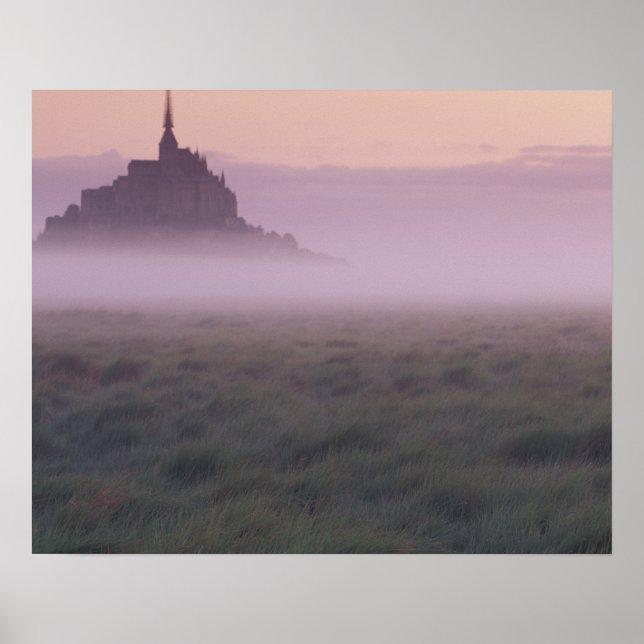 Póster FRANCIA, Normandía Mont St. Michel. Morning Mist (Frente)