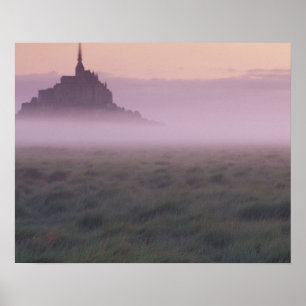 Póster FRANCIA, Normandía Mont St. Michel. Niebla matutin