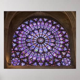 Póster Francia, París. Detalles interiores de vidrieras