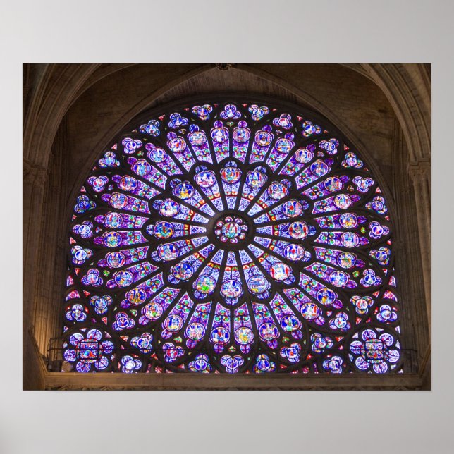 Póster Francia, París. Detalles interiores de vidrieras (Frente)