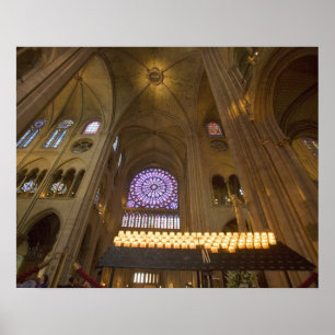 Póster Francia, París. El interior de la catedral de Notr