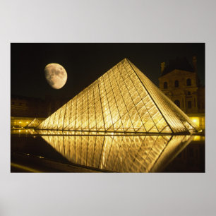 Póster Francia, París, Museo del Louvre, Noche