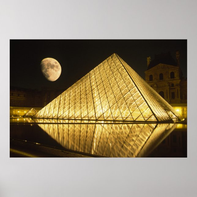 Póster Francia, París, Museo del Louvre, Noche (Frente)