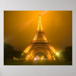 Póster Francia, París. Torre Eiffel iluminada a las 3