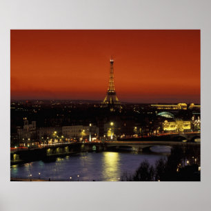 Póster Francia, París Vista al atardecer de la Torre Eiff