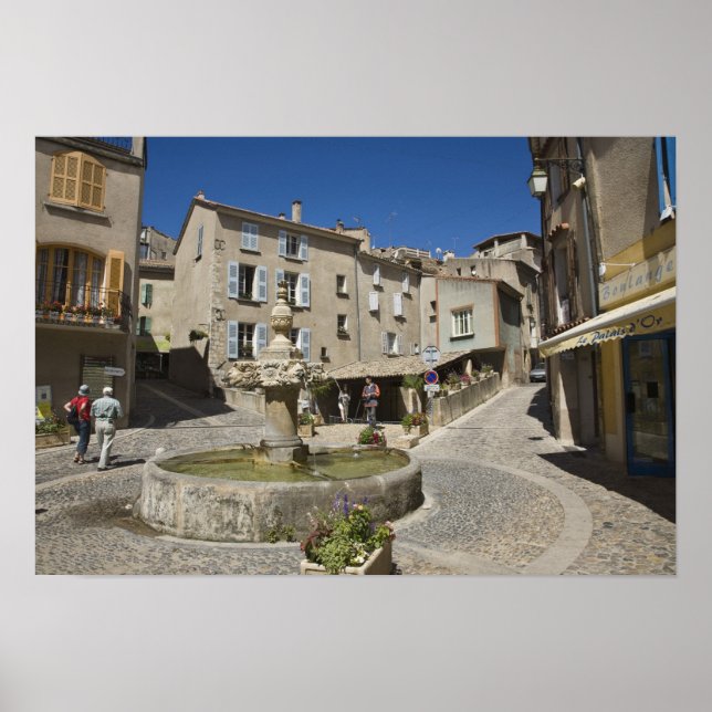 Póster Francia, Provenza, Valensole. Los turistas explora (Frente)