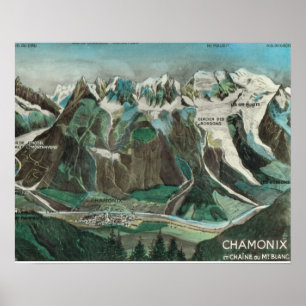 Póster Francia vintage, Chamonix Mont Blanc