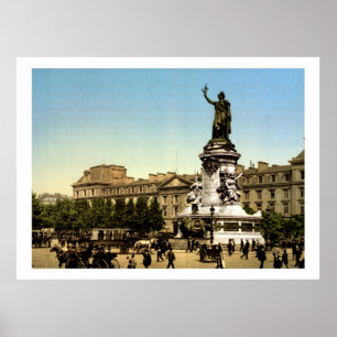 Póster Francia vintage, Place de la République Paris