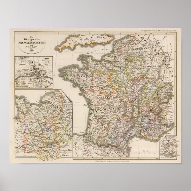 Póster Francia y los reinos de Aries a 1180 (Frente)