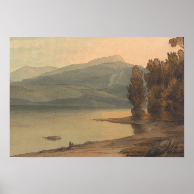 Póster Francis Towne - Windermere al atardecer (Frente)