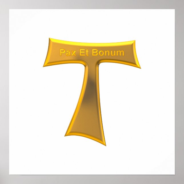Póster Franciscan Tau Cross Pax Et Bonum Gold Metallic (Frente)