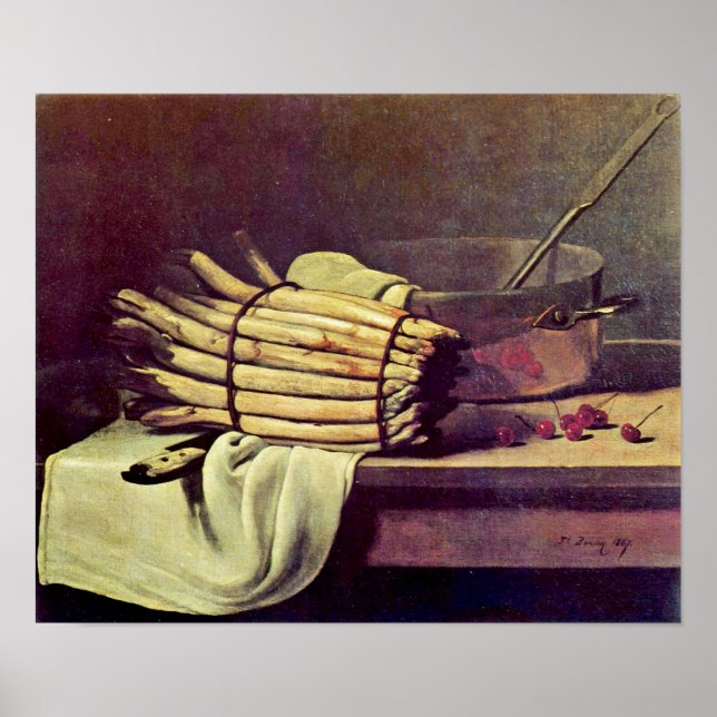Póster Francois Bonvin - Still life with asparagus (Frente)