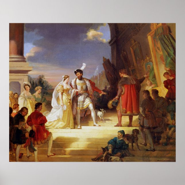 Póster Francois I con Leonardo da Vinci (Frente)