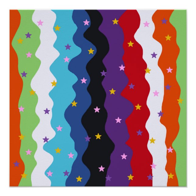 Póster Franja Celestial Groovy Negrita Colorida Abstracta (Anverso)
