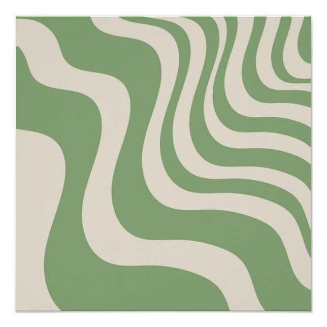 Póster Franja ondulada verde abstracto primavera moderna (Anverso)