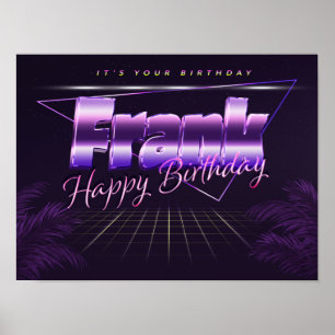 Póster Frank Nombre Apellido cartel retro lila cumpleaños