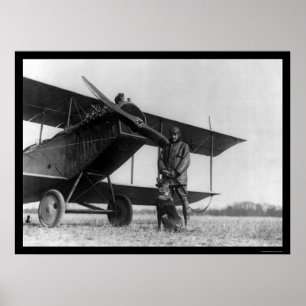 Póster Frank Stanton con un gato en su aeroplano 1922