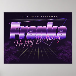 Póster Franka Name Vorname lila retro Poster Geburtstag