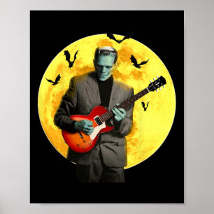 Póster Frankenguitar toca guitarra eléctrica Halloween