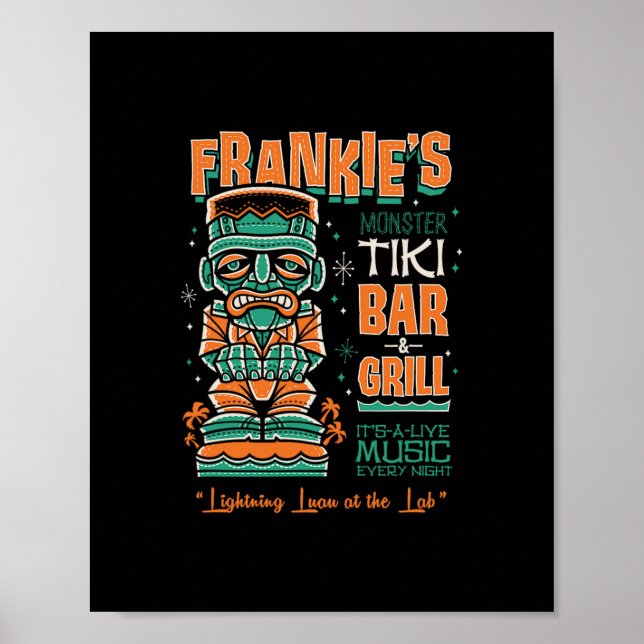 Póster Frankenstein Creepy Cute Tiki Lounge Vacation Surf (Frente)