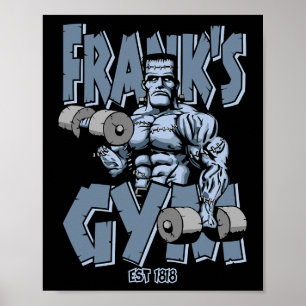 Póster Frankenstein Gym Funny Bodybuilding Fitness Workou
