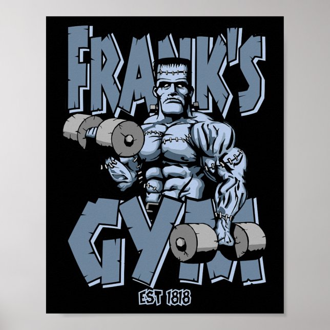 Póster Frankenstein Gym Funny Bodybuilding Fitness Workou (Frente)