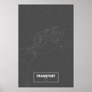 Póster Frankfort, Kentucky (blanco sobre negro)