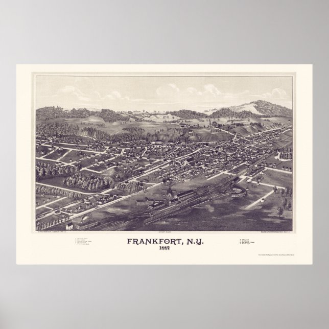 Póster Frankfort, New York Panoramic Map - 1887 (Frente)