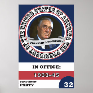 Póster Franklin D. Roosevelt Presidential History Retro