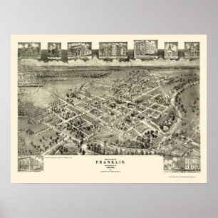 Póster Franklin, mapa panorámico del VA - 1907