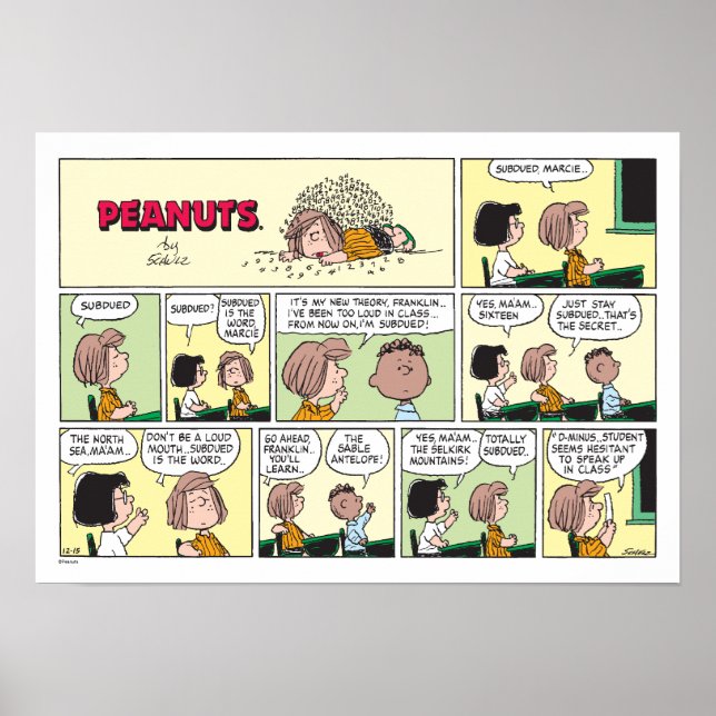 Póster Franklin, Peppermint Patty & Marcie | Clase matemá (Frente)