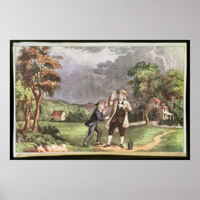 Póster Franklin's experiment in electricity (Frente)