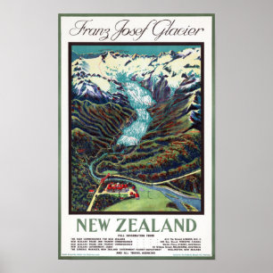 Póster Franz Josef Glacier Vintage Poster
