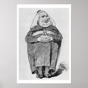 Póster Franz Liszt (1811-86) como abad, caricatura de 'B