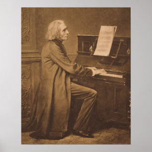 Póster Franz Liszt en el piano