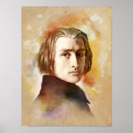 Póster Franz Liszt Retrato im Aquarell Style