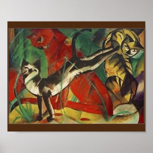 Póster Franz Marc, Bella Artes, Tres Gatos,
